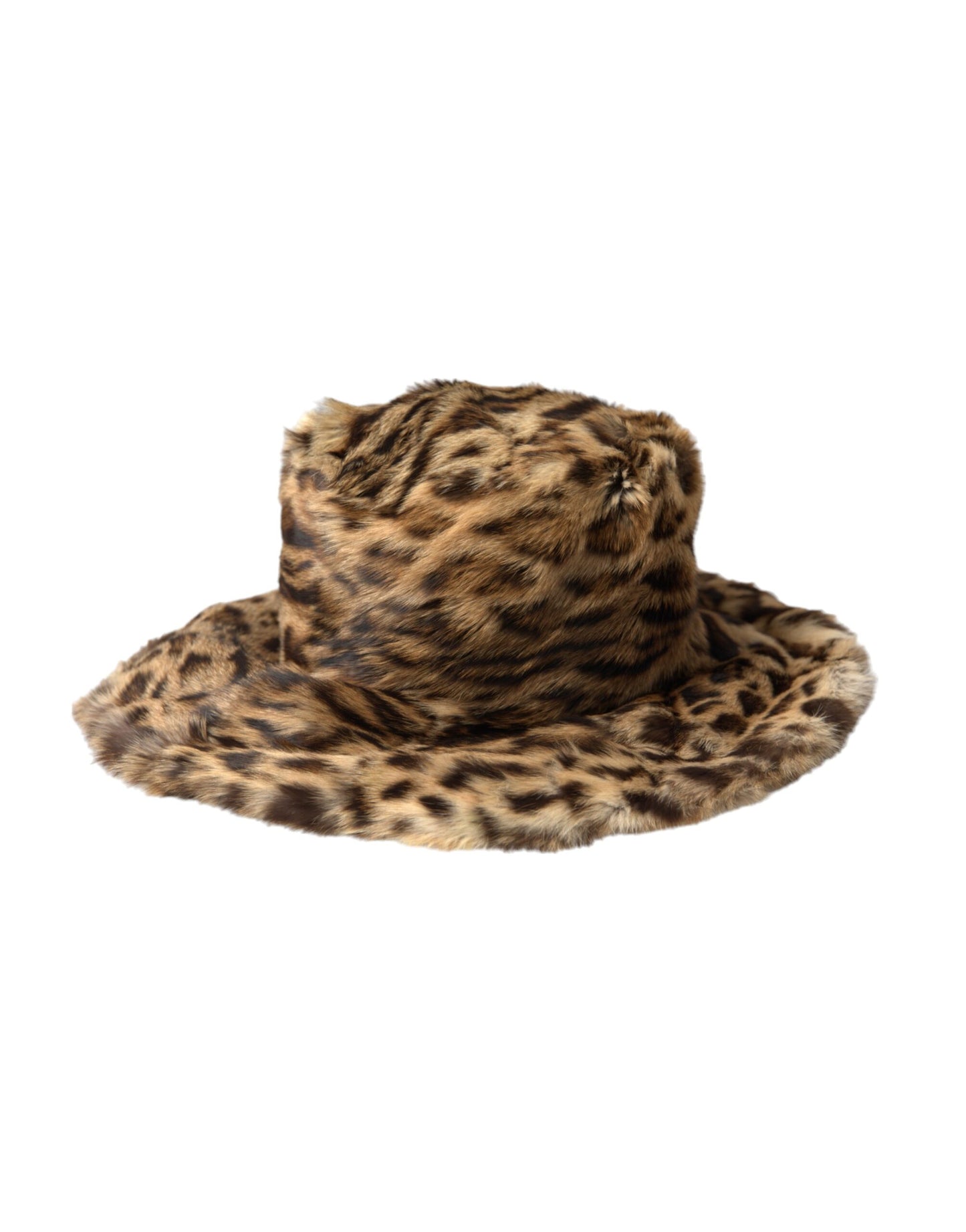 Dolce & Gabbana Brown Leopard Fur Women Bucket Hat - KALAJ