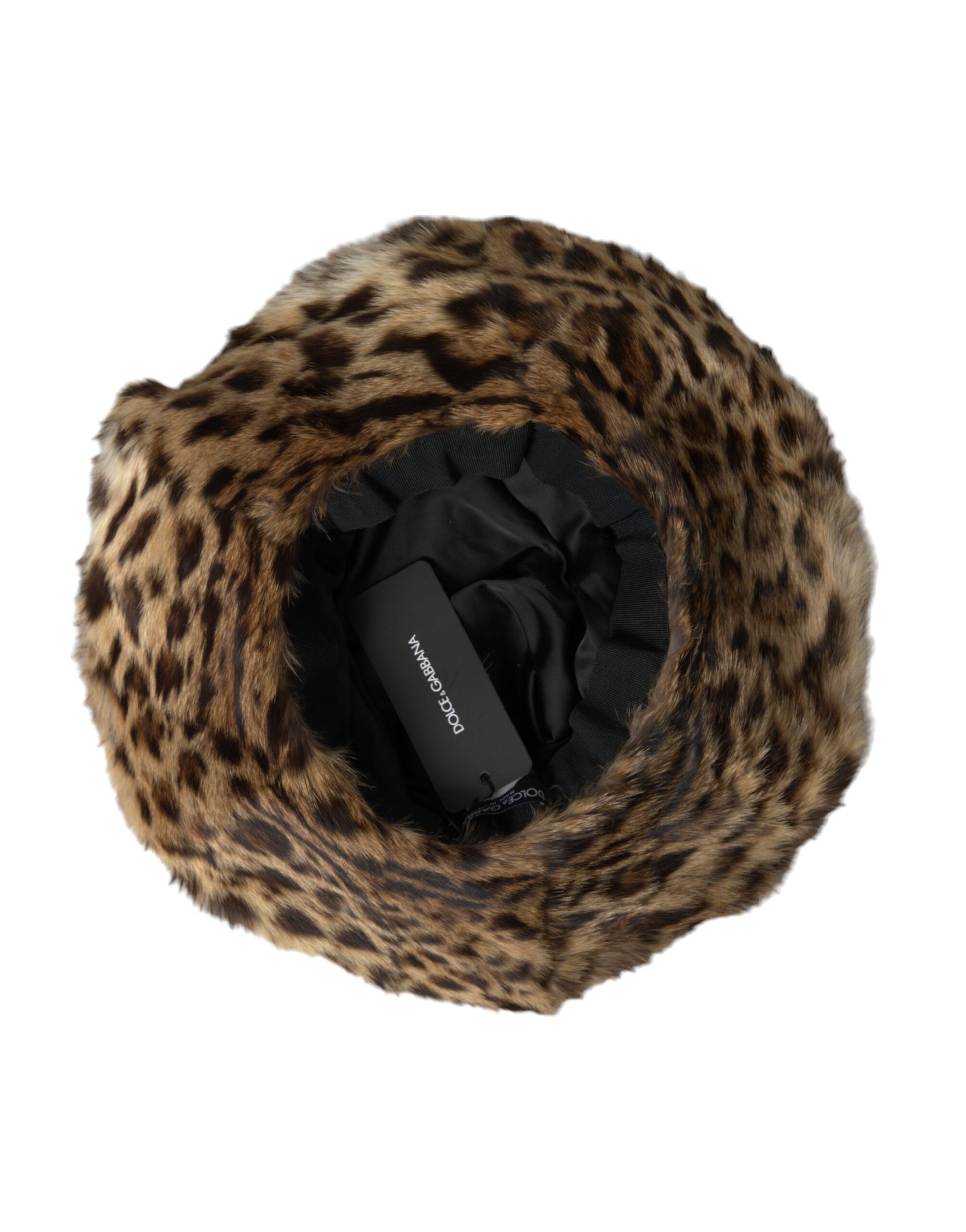 Dolce & Gabbana Brown Leopard Fur Women Bucket Hat - KALAJ