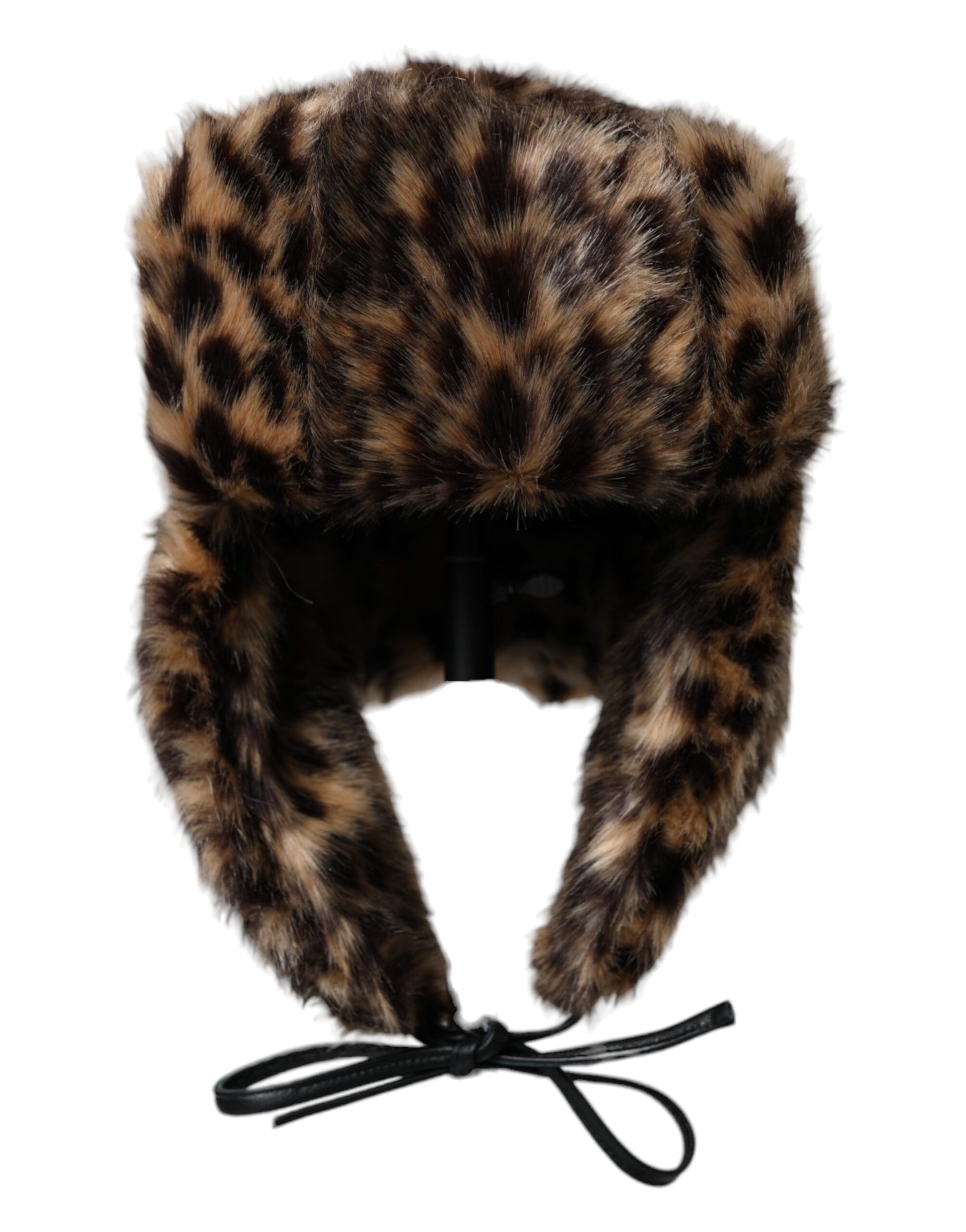 Dolce & Gabbana Multicolor Leopard Fur Trapper Women Hat - KALAJ