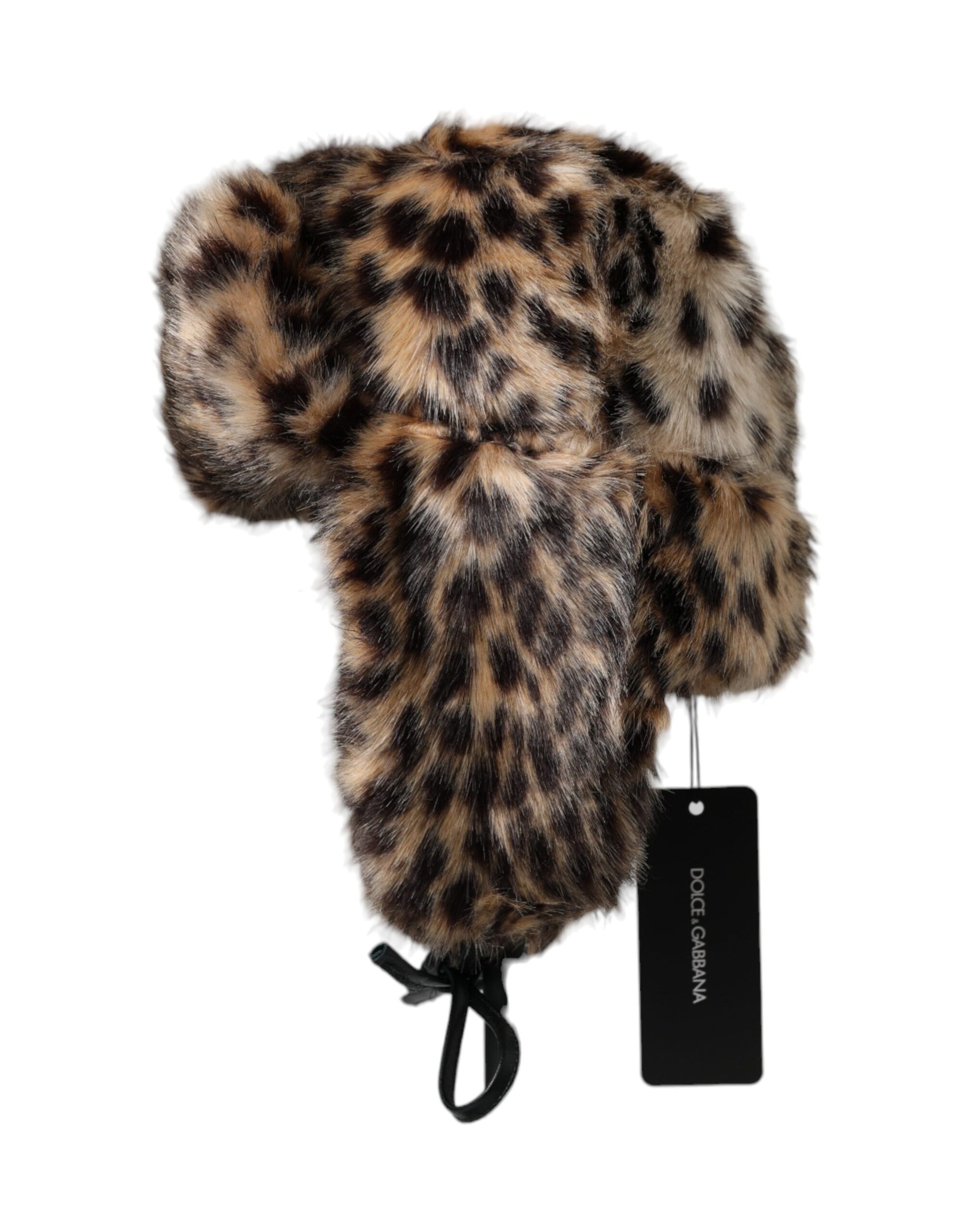 Dolce & Gabbana Multicolor Leopard Fur Trapper Women Hat - KALAJ