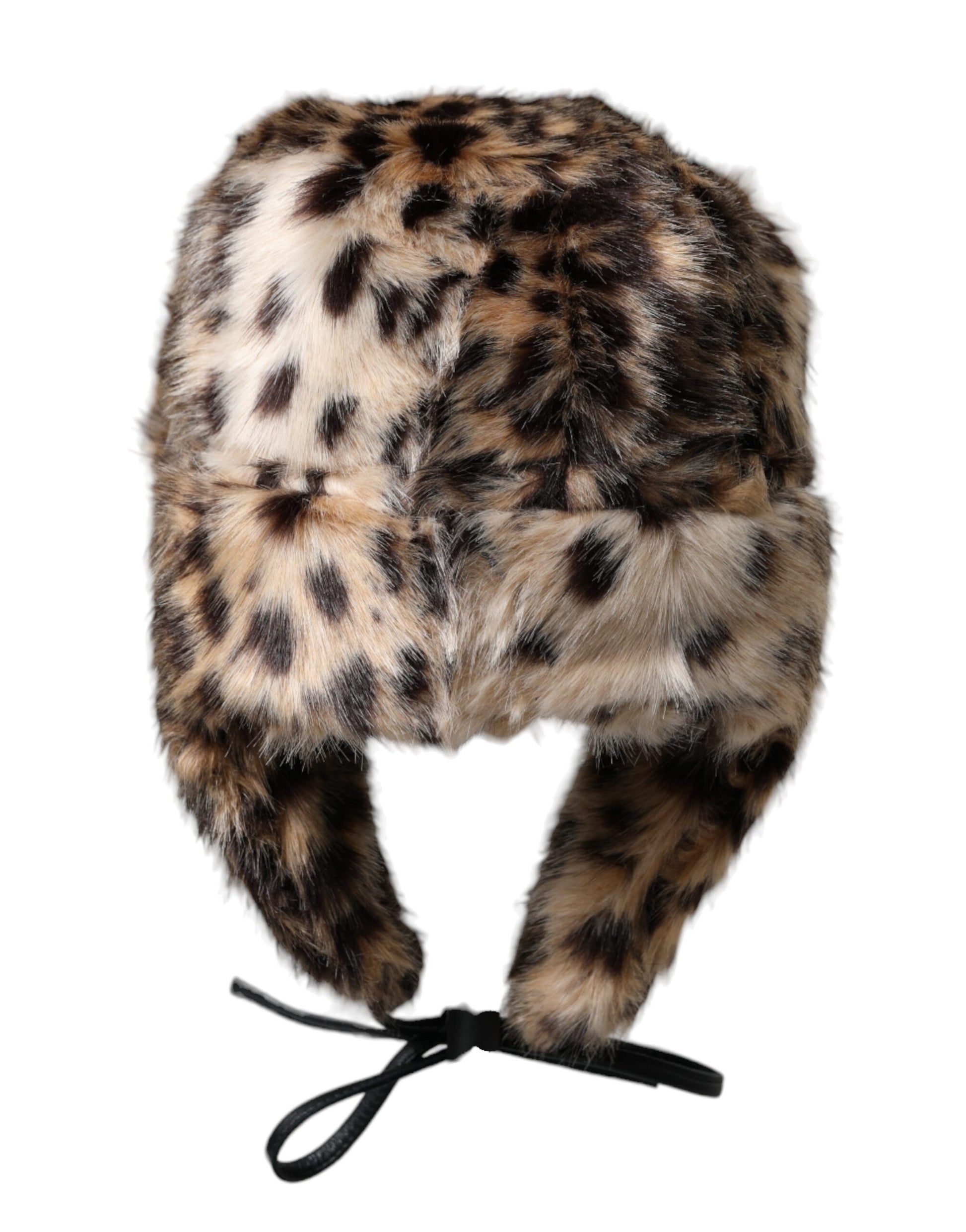 Dolce & Gabbana Multicolor Leopard Fur Trapper Women Hat - KALAJ