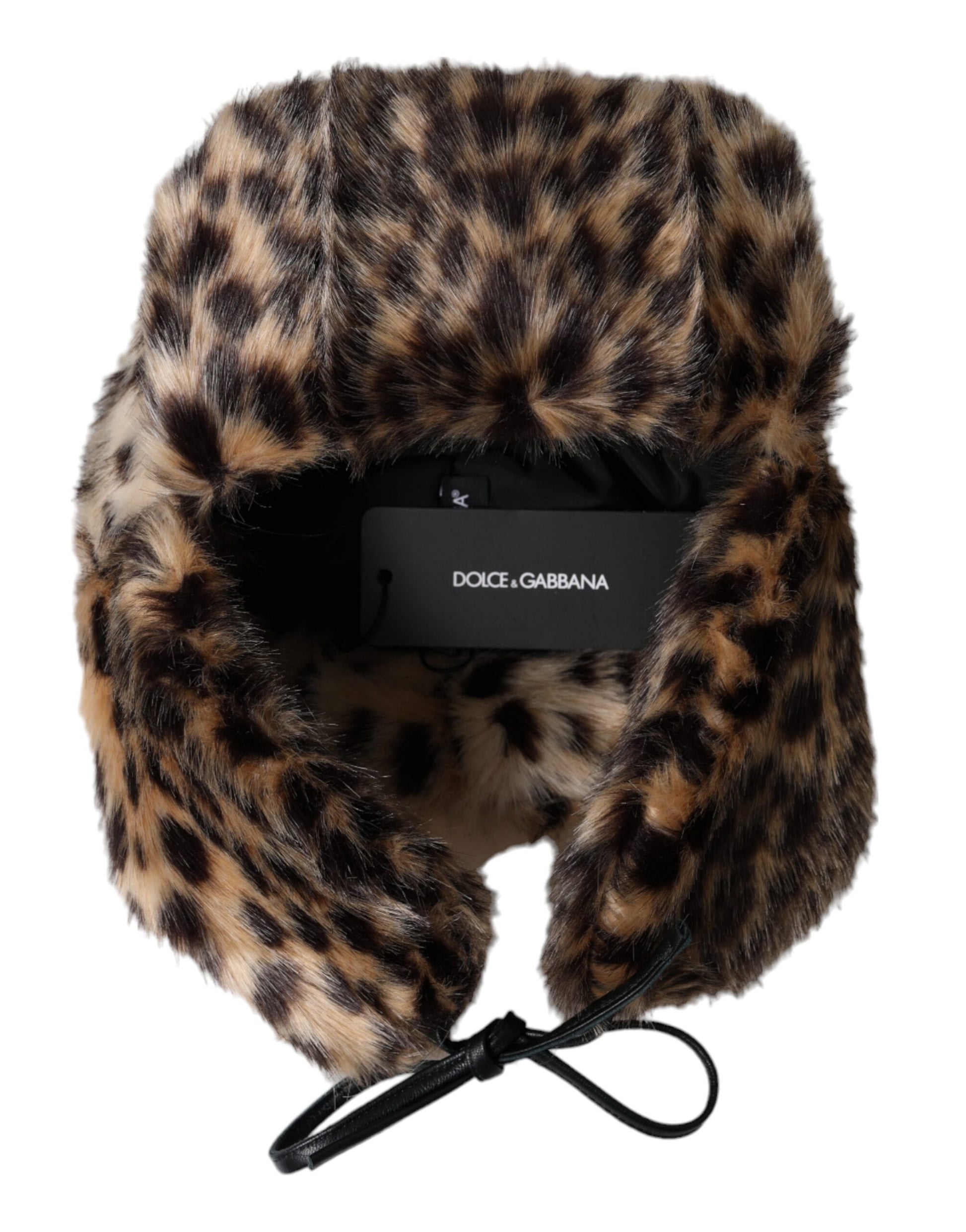 Dolce & Gabbana Multicolor Leopard Fur Trapper Women Hat - KALAJ