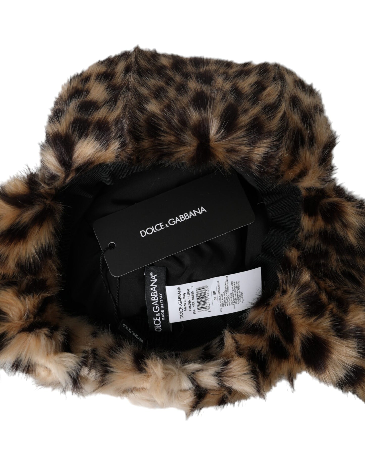 Dolce & Gabbana Multicolor Leopard Fur Trapper Women Hat - KALAJ