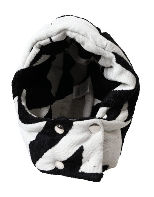 Dolce & Gabbana Black White Wool Whole Head Wrap Hat - KALAJ