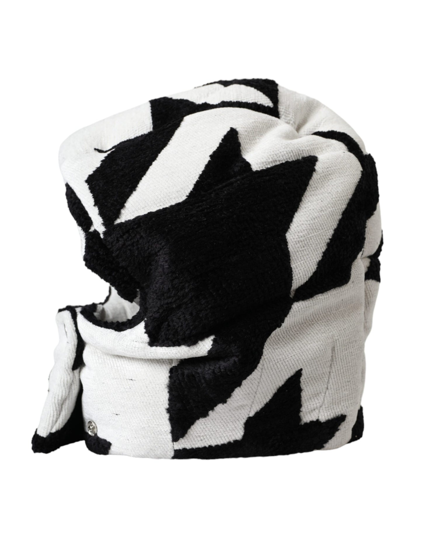 Dolce & Gabbana Black White Wool Whole Head Wrap Hat - KALAJ