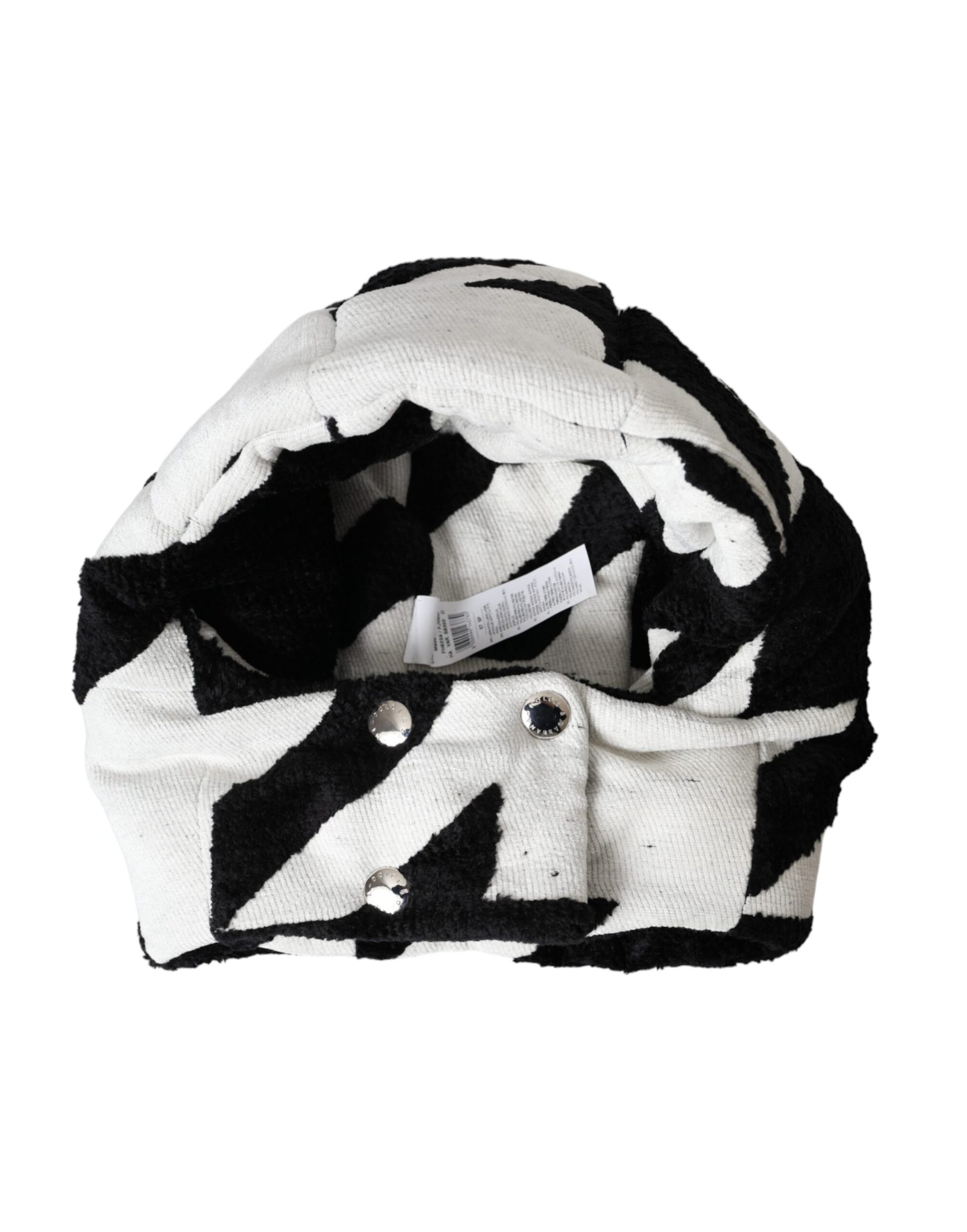 Dolce & Gabbana Black White Wool Whole Head Wrap Hat - KALAJ