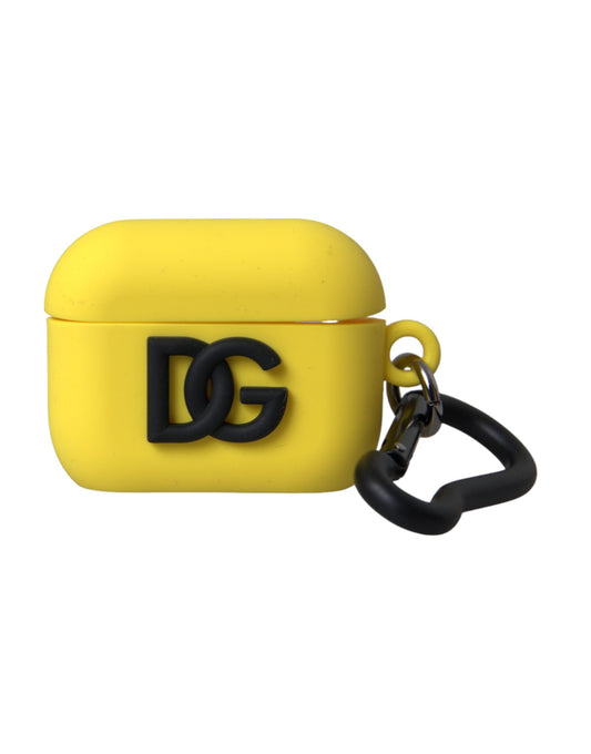 Dolce & Gabbana Yellow Silicone Logo Embossed Airpods Case - KALAJ