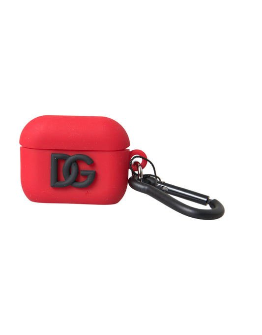 Dolce & Gabbana Red Silicone Rubber Logo Embossed Airpods Case - KALAJ