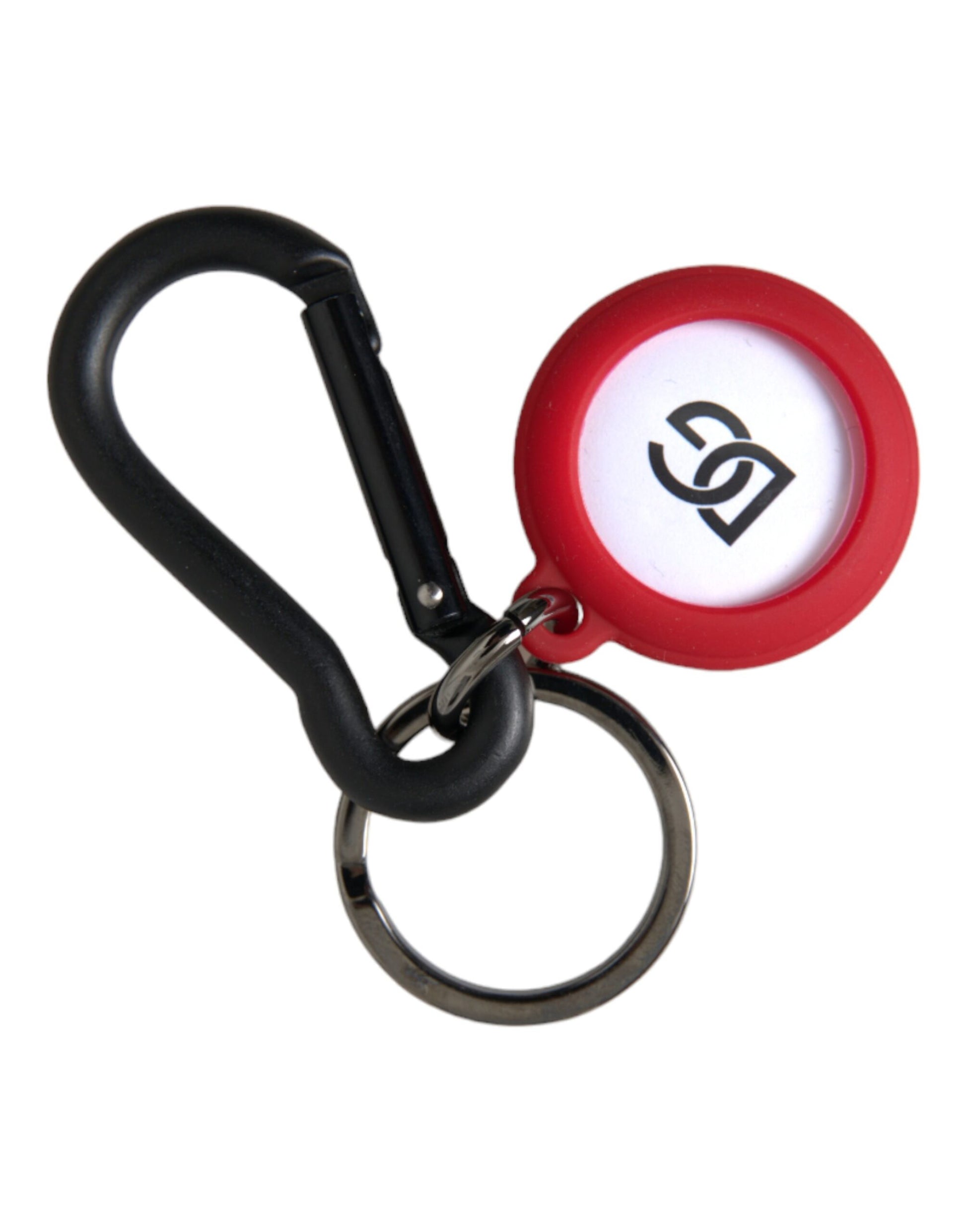 Dolce & Gabbana Red Rubber DG Logo Round Metal Brass Keyring Keychain - KALAJ