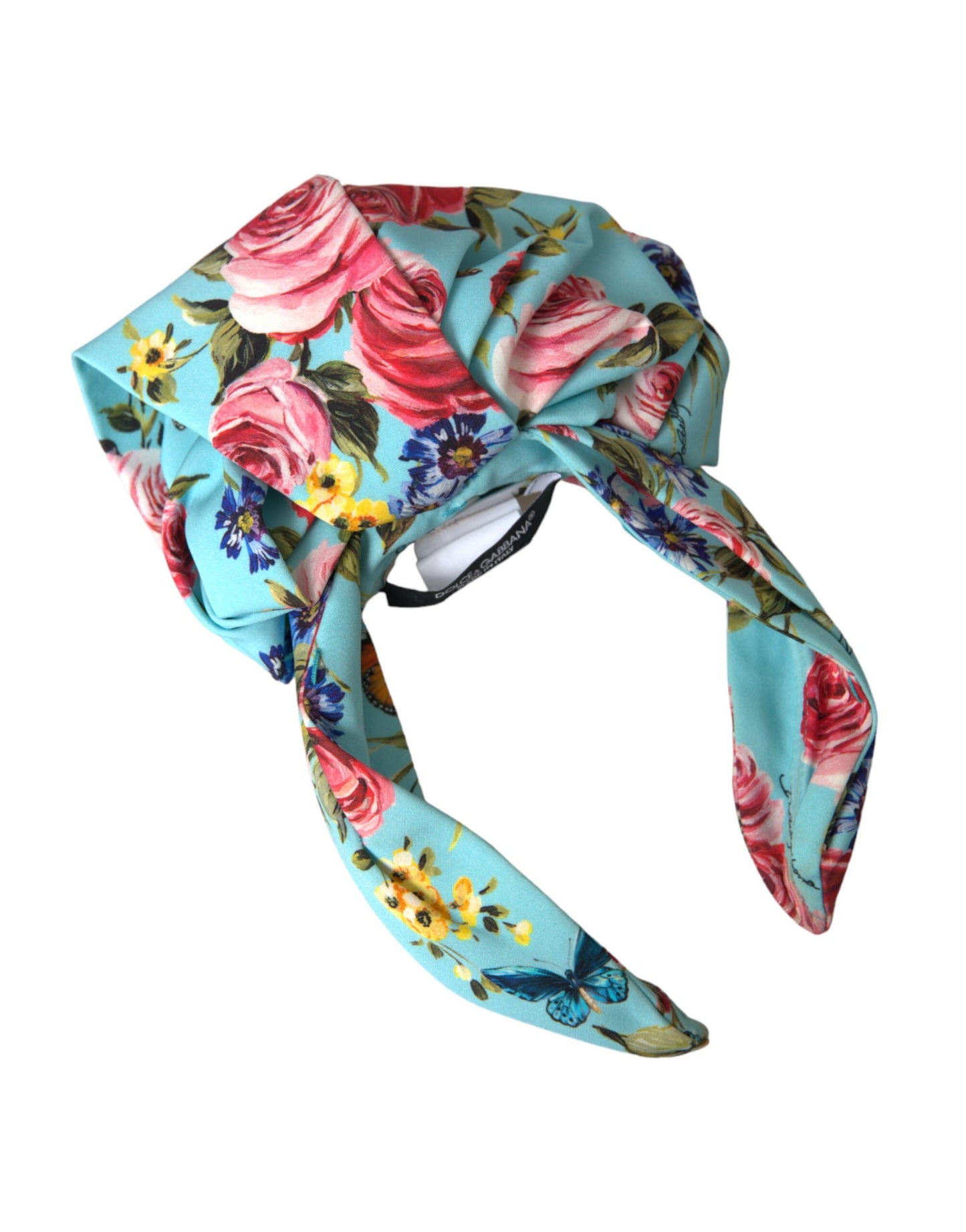 Dolce & Gabbana Turquoise Floral Applique Silk Women Headband Diadem - KALAJ