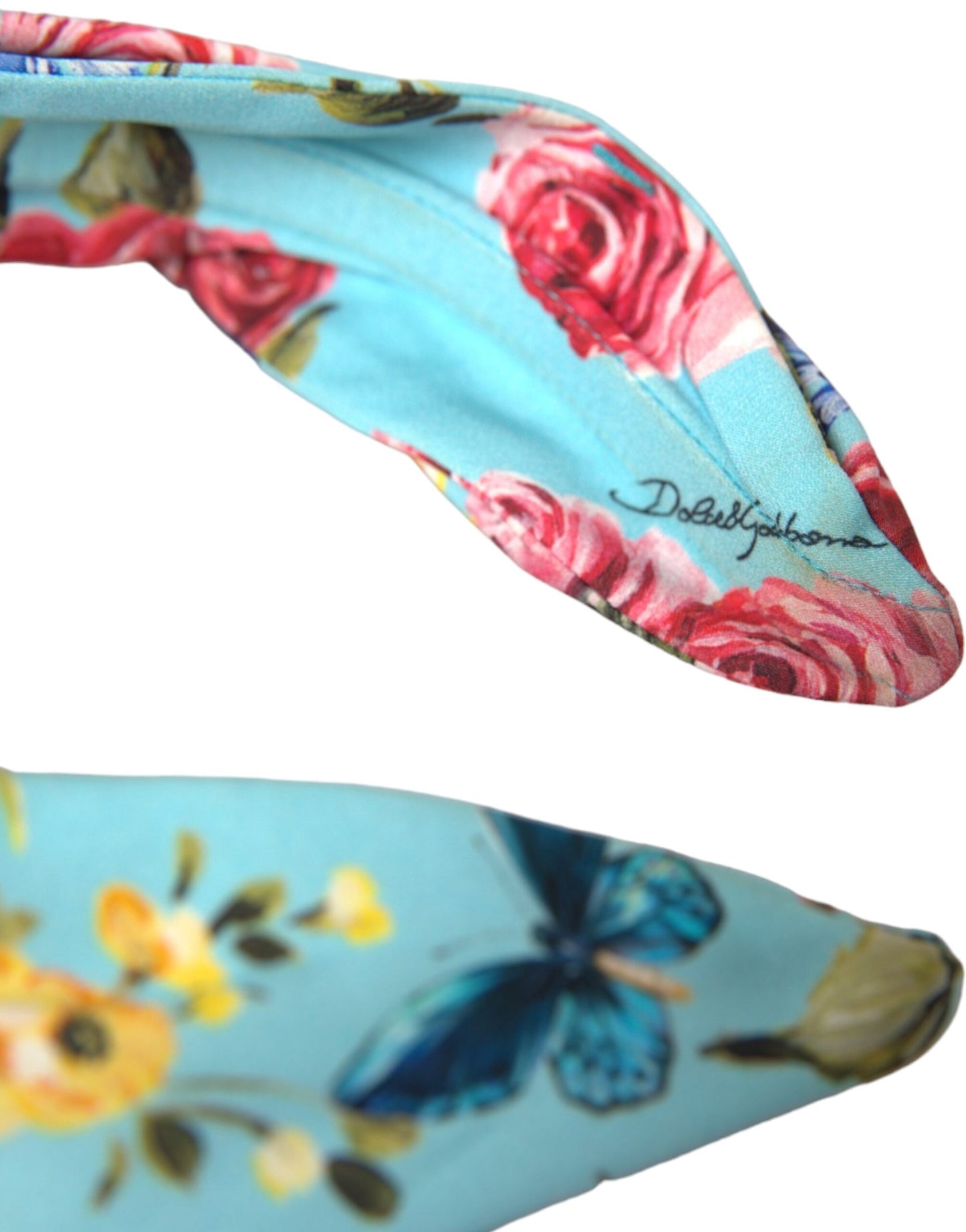 Dolce & Gabbana Turquoise Floral Applique Silk Women Headband Diadem - KALAJ