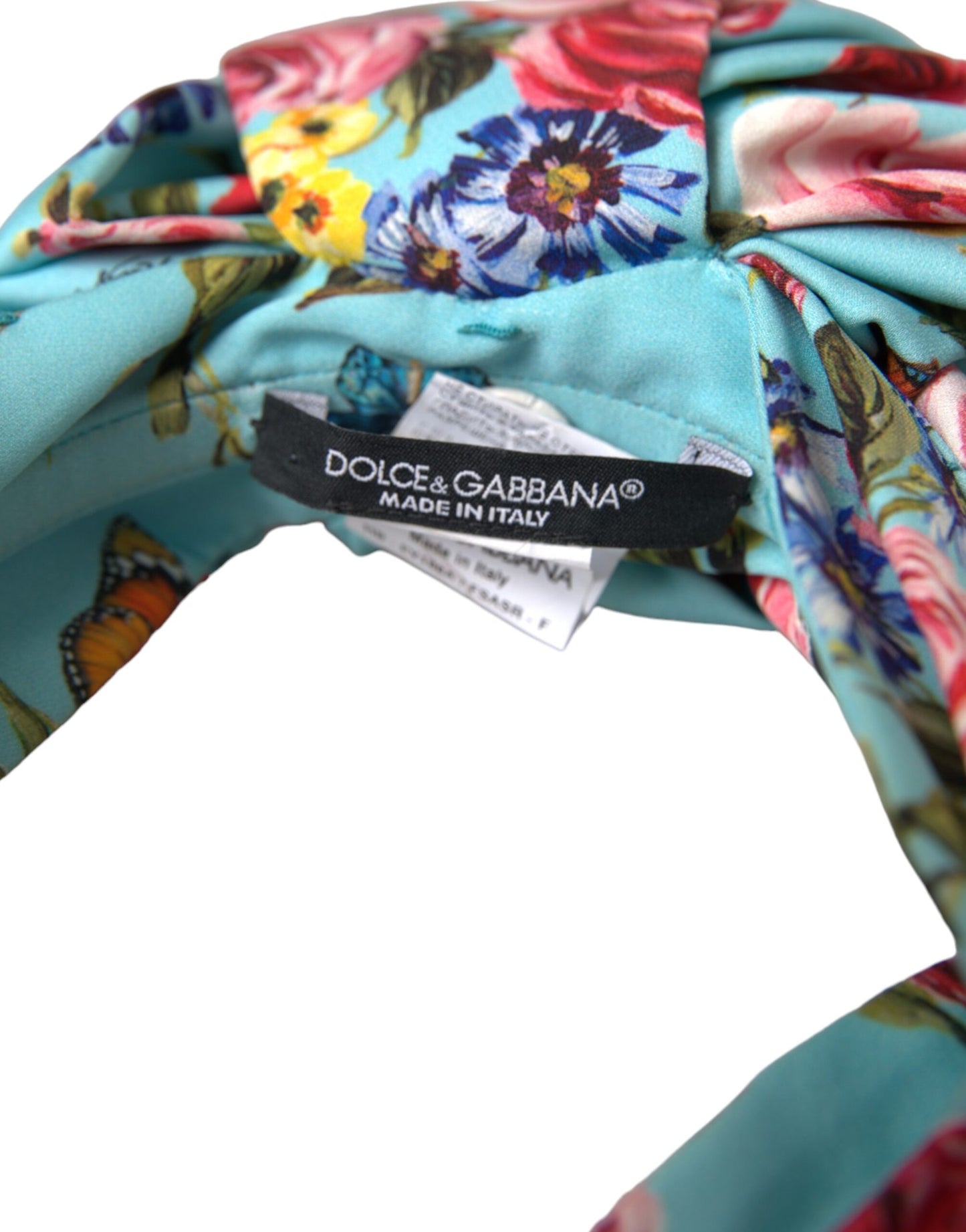 Dolce & Gabbana Turquoise Floral Applique Silk Women Headband Diadem - KALAJ