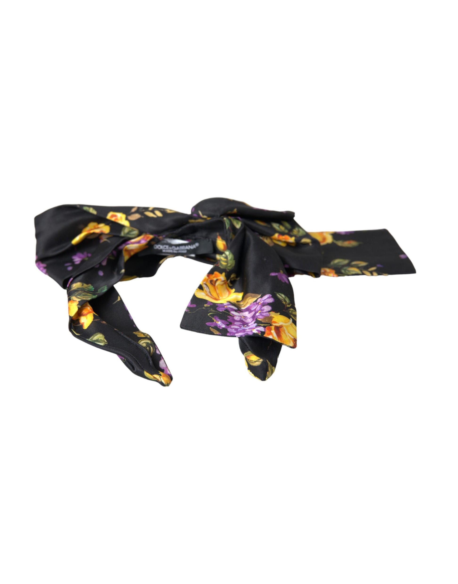 Dolce & Gabbana Black Floral Applique Silk Women Headband Diadem - KALAJ