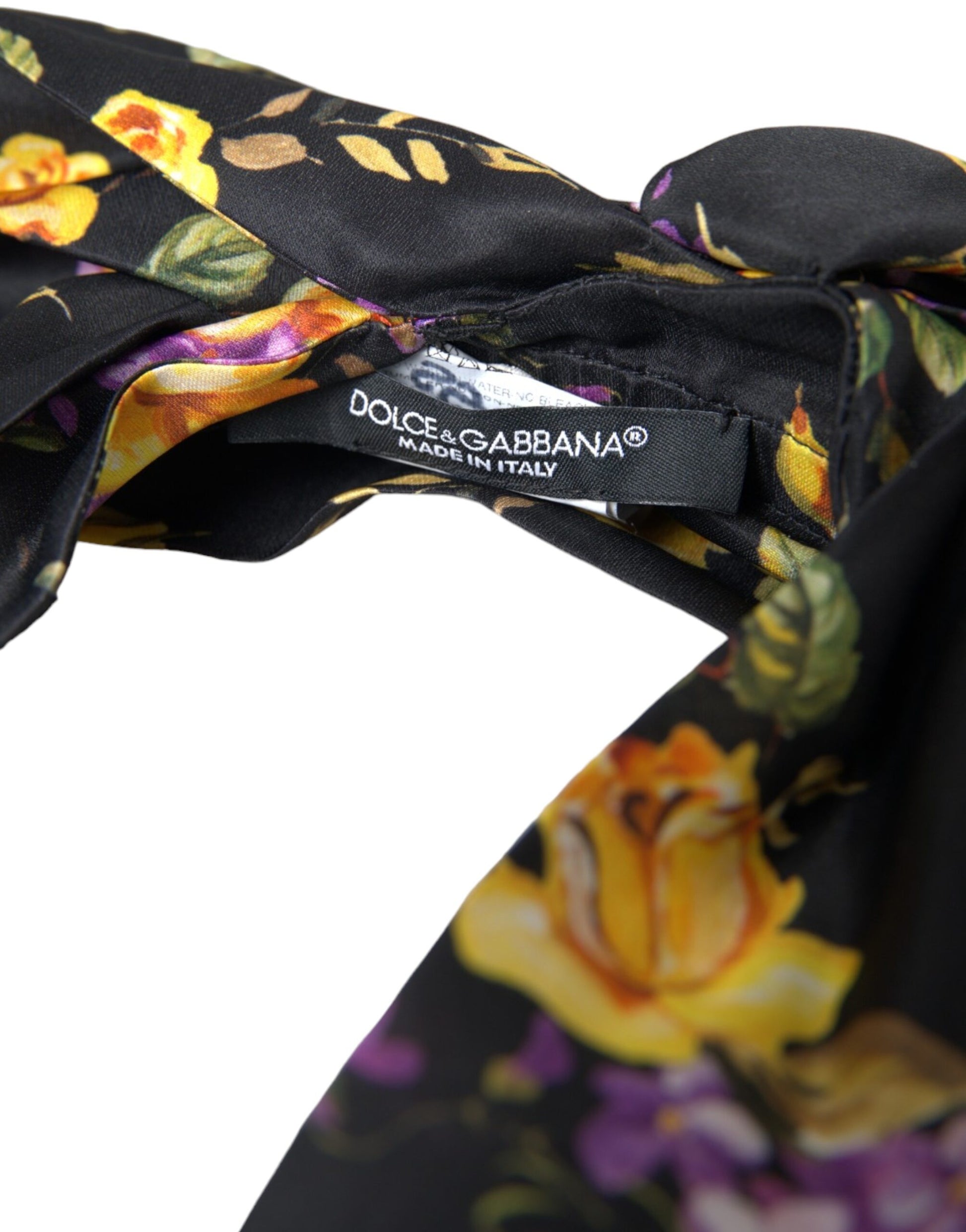 Dolce & Gabbana Black Floral Applique Silk Women Headband Diadem - KALAJ