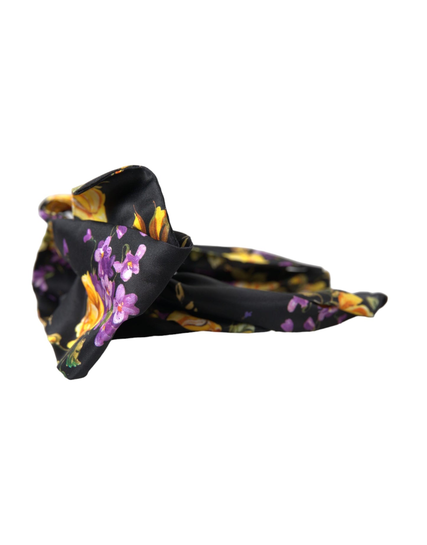 Dolce & Gabbana Black Floral Applique Silk Women Headband Diadem - KALAJ