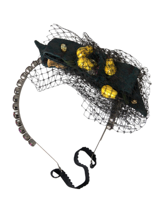 Dolce & Gabbana Black Lemons Sicily Purple Crystal Net Headband Diadem - KALAJ