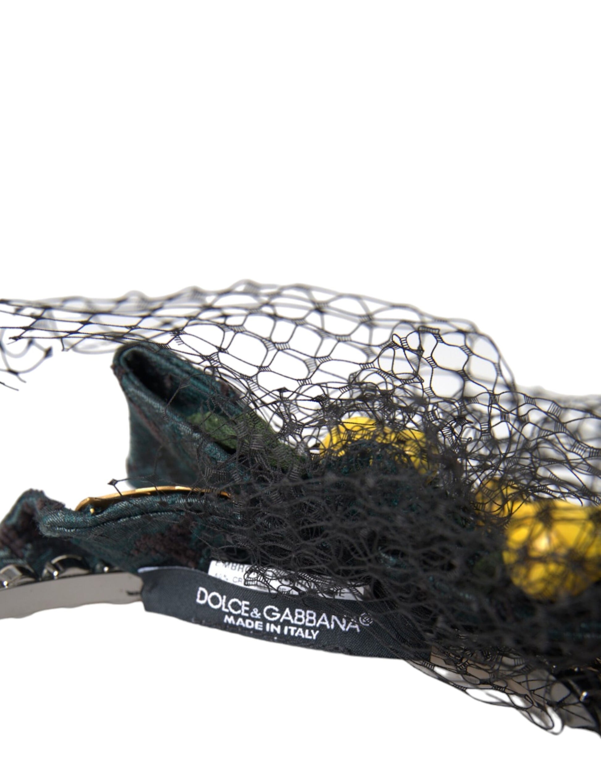 Dolce & Gabbana Black Lemons Sicily Purple Crystal Net Headband Diadem - KALAJ