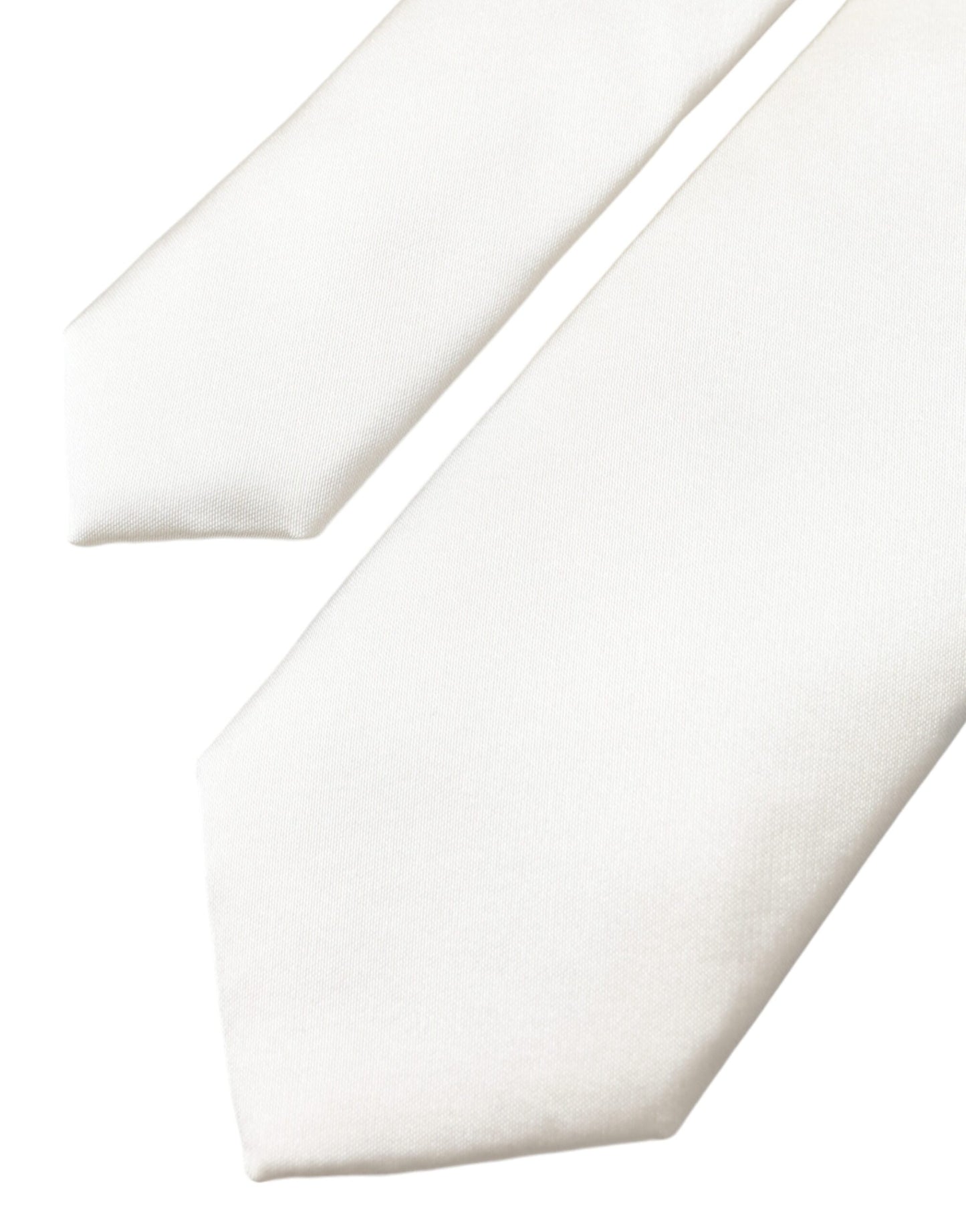 Dolce & Gabbana White Solid 100% Silk Adjustable Tie - KALAJ