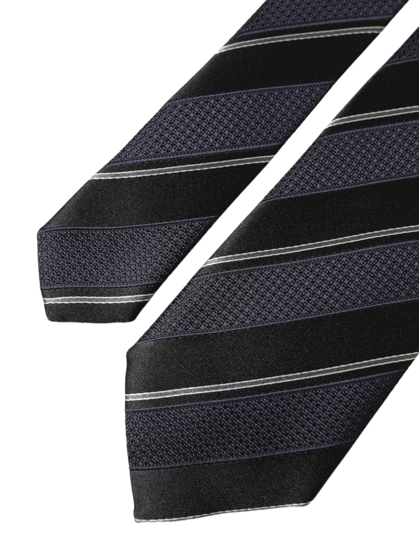 Dolce & Gabbana Black White Stripes Silk Adjustable Tie - KALAJ