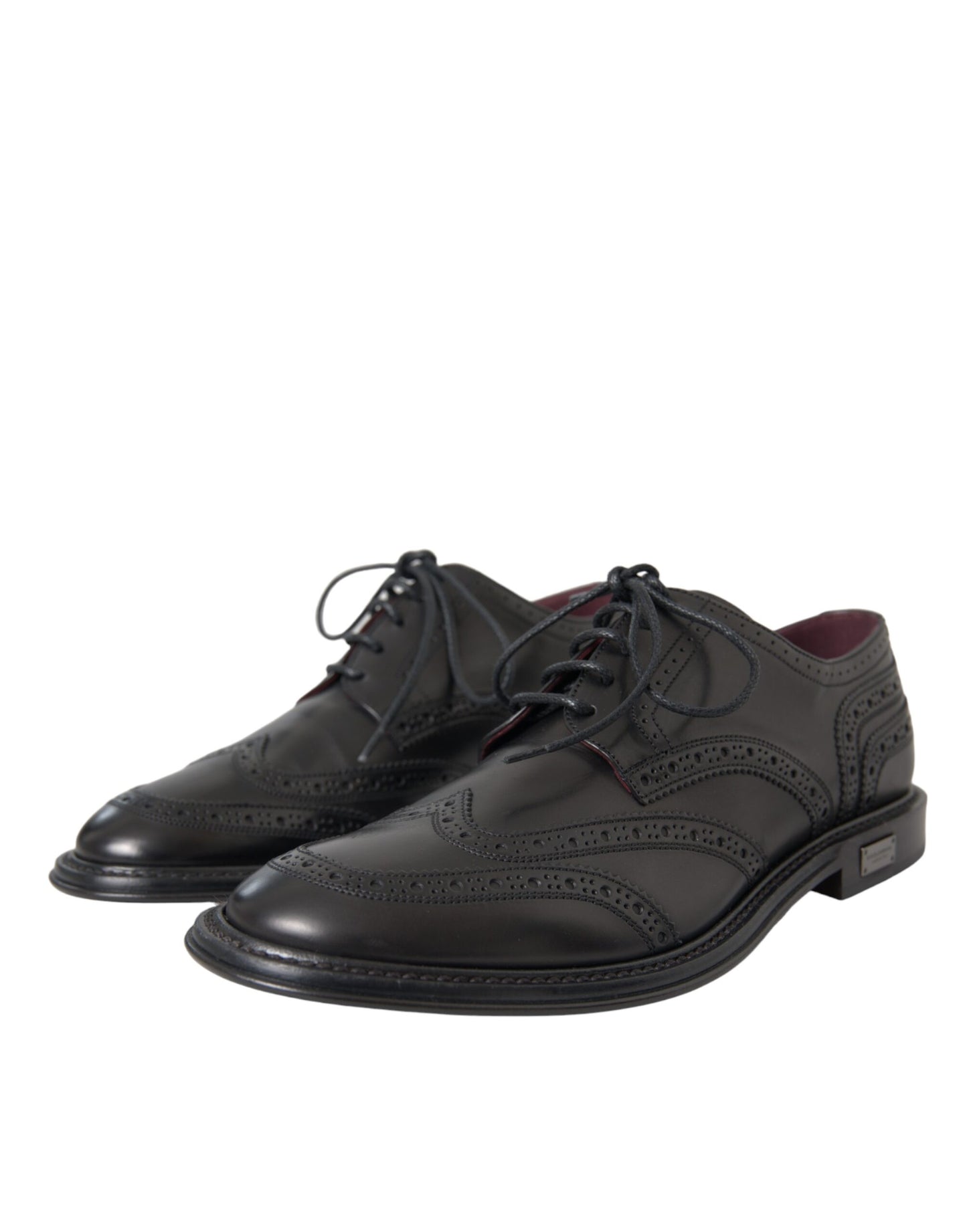 Dolce & Gabbana Black Leather Oxford Wingtip Formal Men Shoes