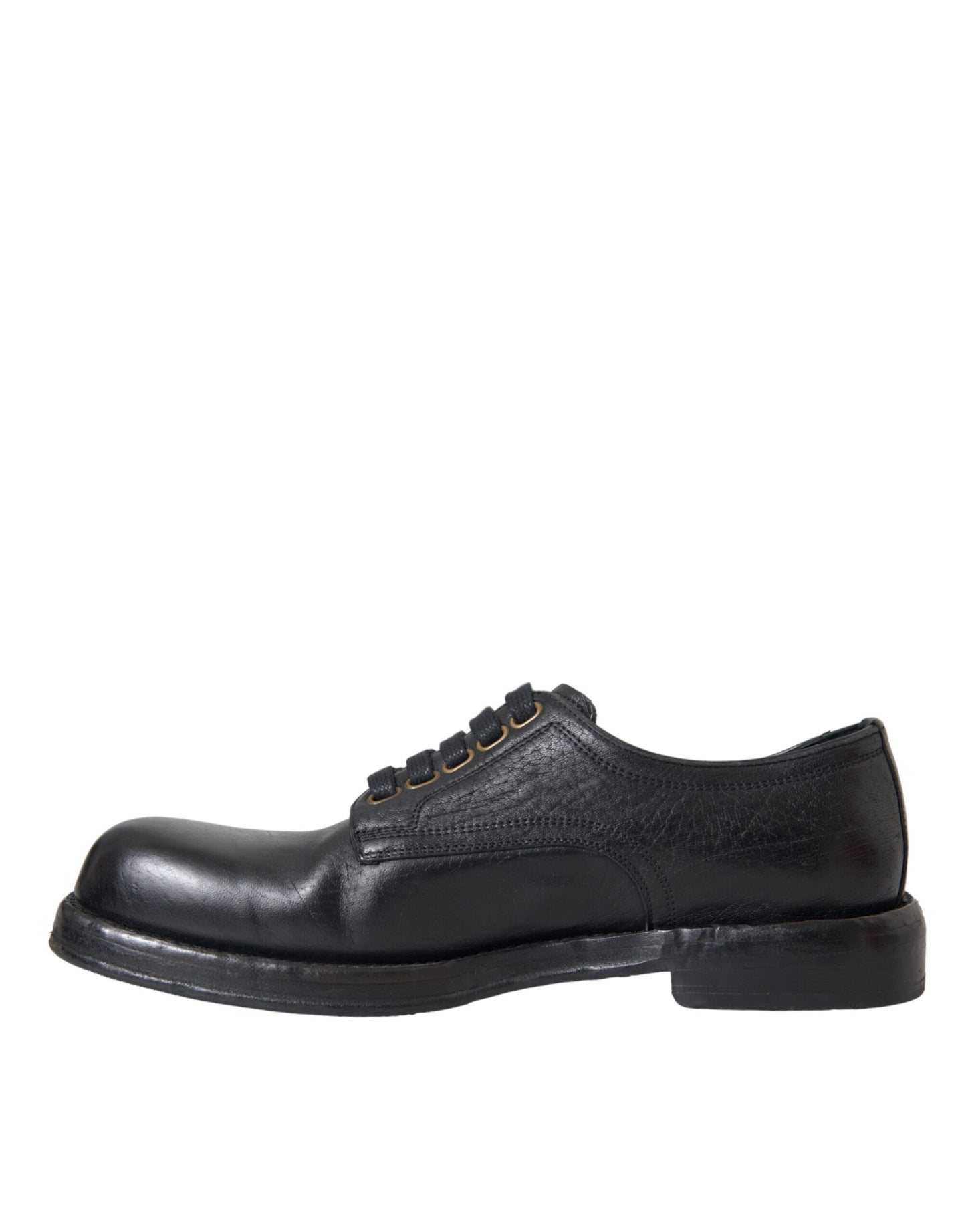 Dolce & Gabbana Black Horse Leather Derby Men Dress Shoes