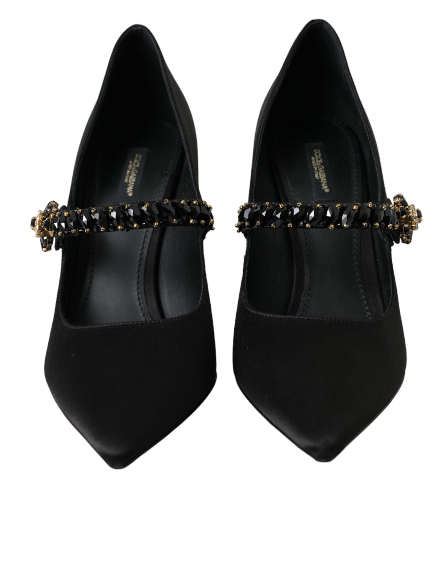 Dolce & Gabbana Black Mary Jane Crystal Heels Pumps Shoes