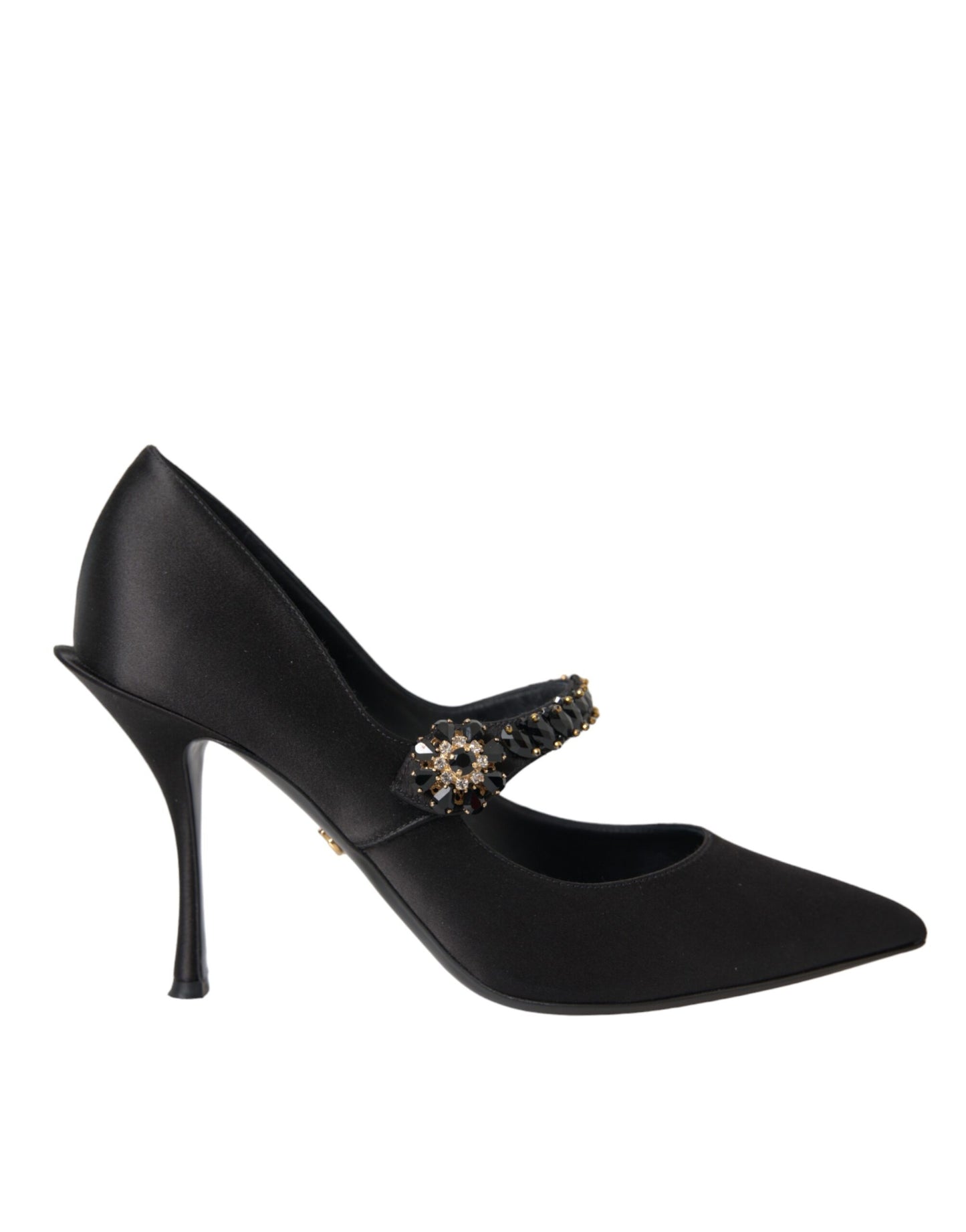 Dolce & Gabbana Black Mary Jane Crystal Heels Pumps Shoes