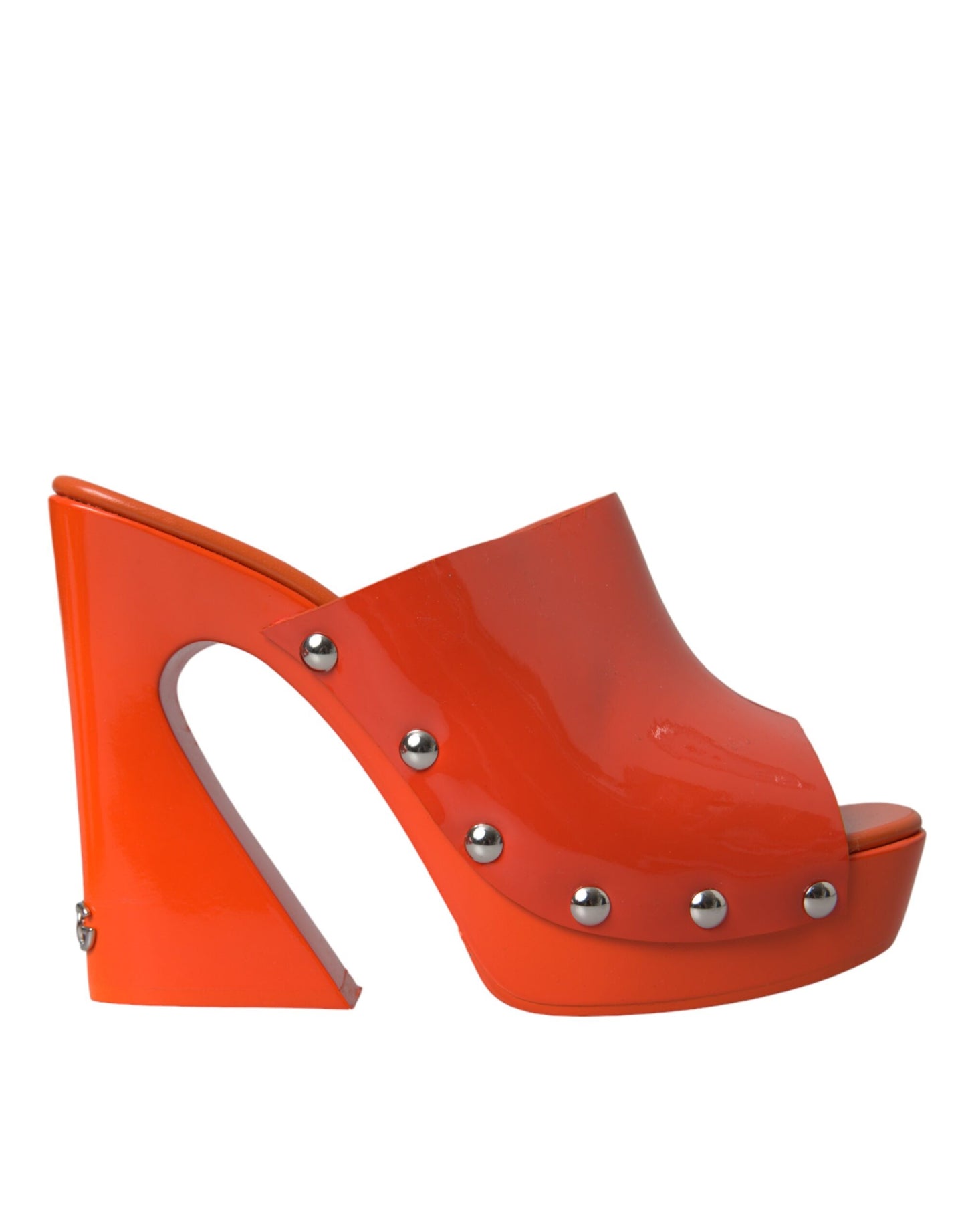 Dolce & Gabbana Orange Leather Mules Sandals Heels Shoes