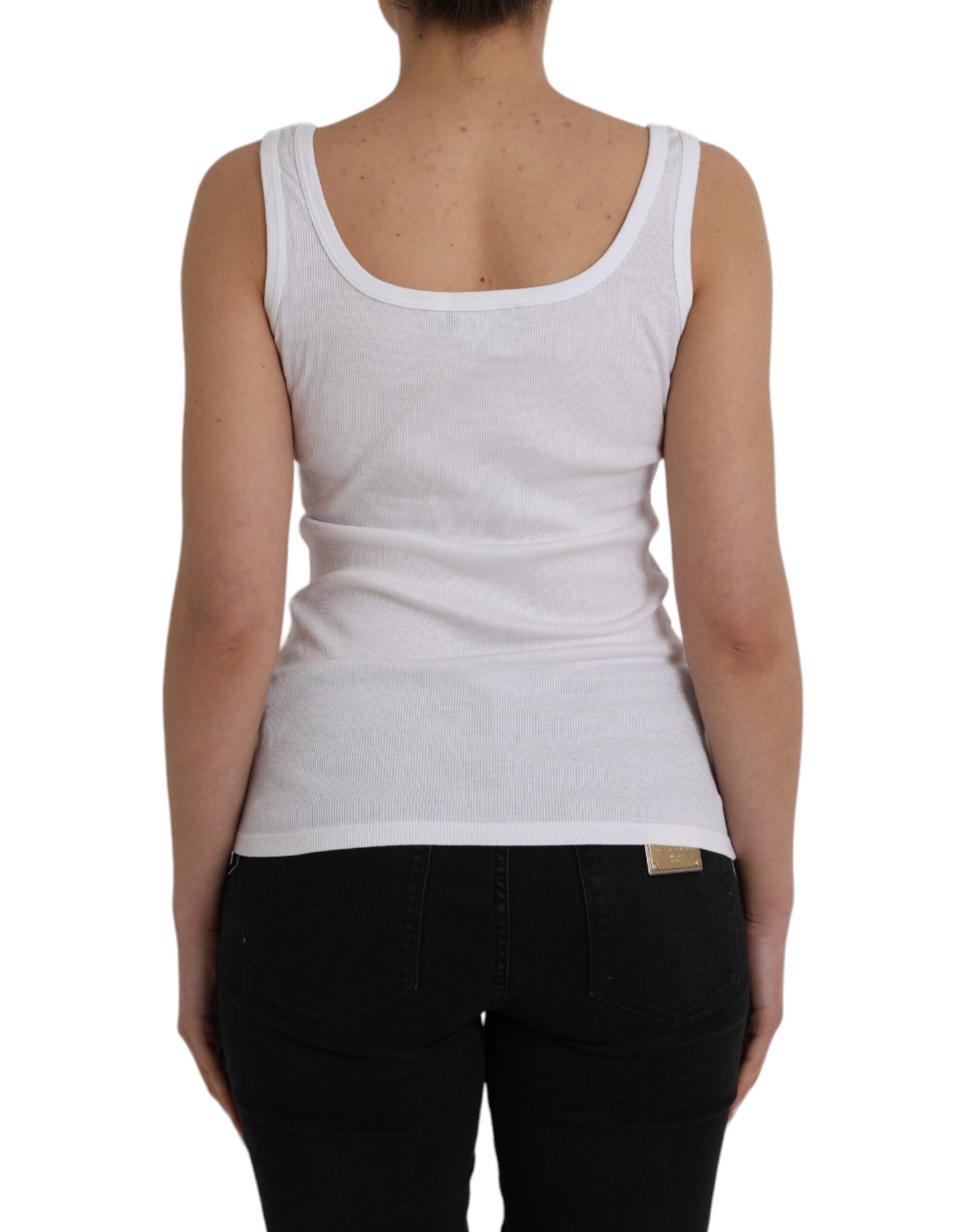 Ermanno Scervino White Cotton Sleevelesss Tank Casual Top