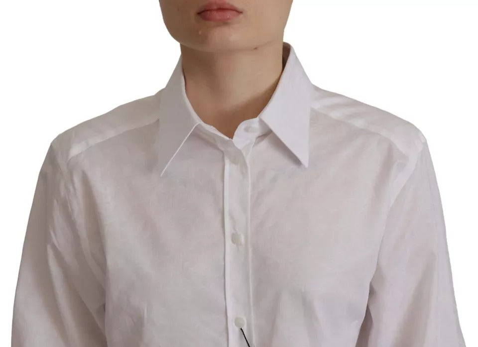 Dolce & Gabbana White Cotton Collared Formal Dress Shirt Top