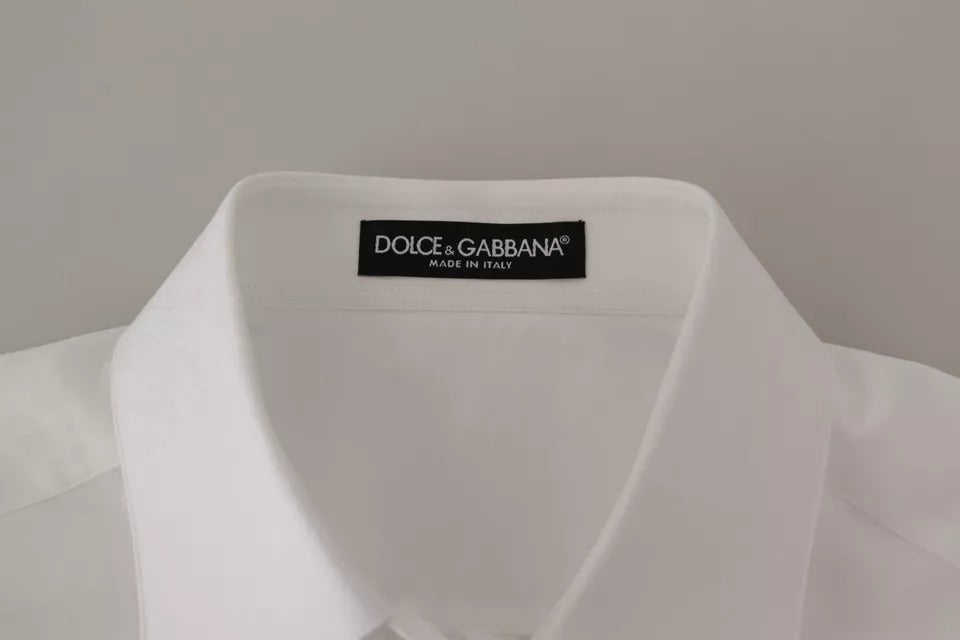 Dolce & Gabbana White Cotton Collared Formal Dress Shirt Top