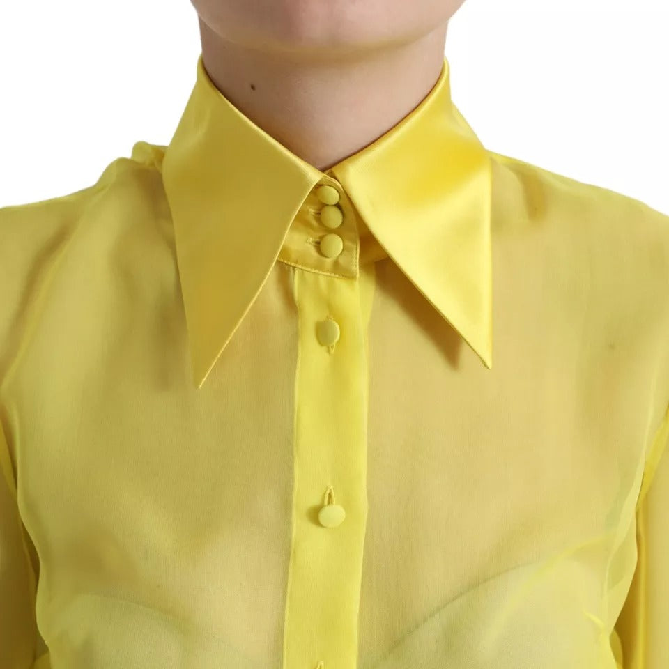 Dolce & Gabbana Yellow Long Sleeve Button Down Blouse Top