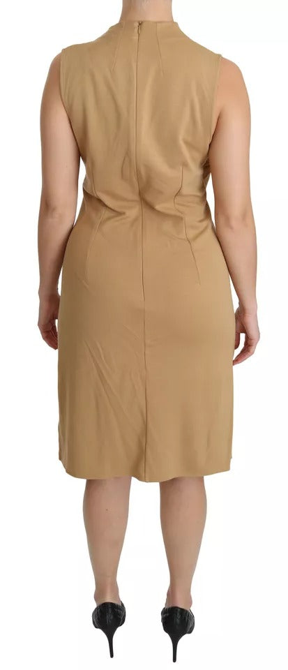 Ralph Lauren Brown V-neck Shift Knee Length Viscose Dress