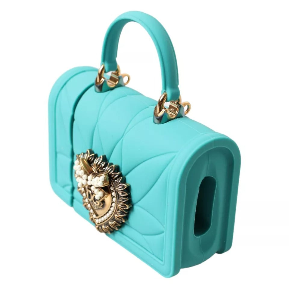 Dolce & Gabbana Turquoise Silicone Devotion Heart Bag Cover Hand Airpods Case - KALAJ