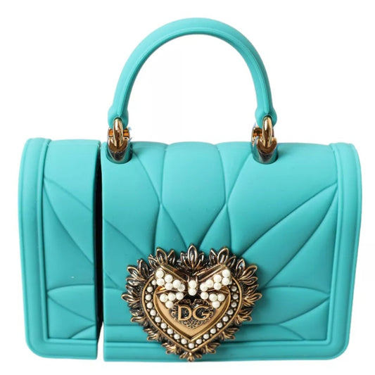 Dolce & Gabbana Turquoise Silicone Devotion Heart Bag Cover Hand Airpods Case - KALAJ