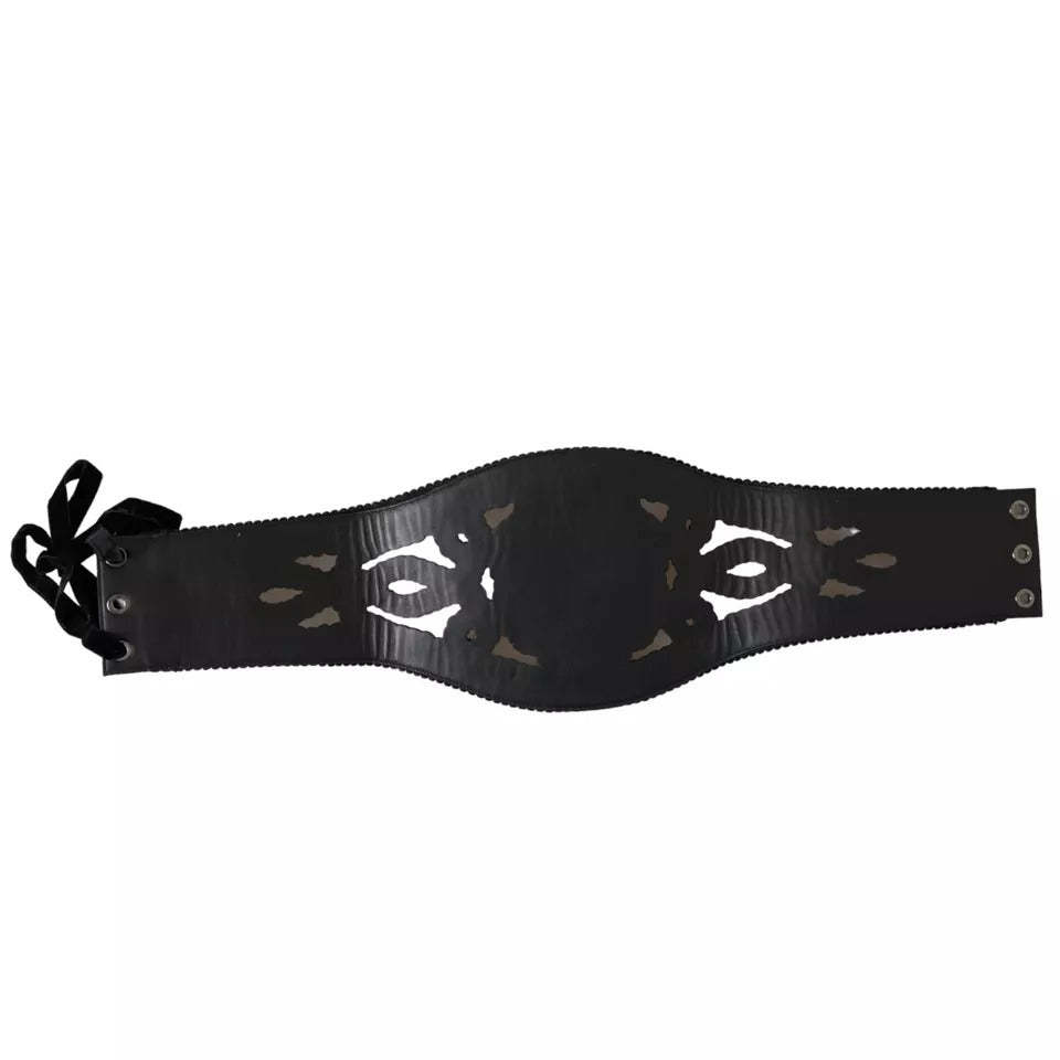 Dolce & Gabbana Black Canvas Embellished Waist Women Belt - KALAJ