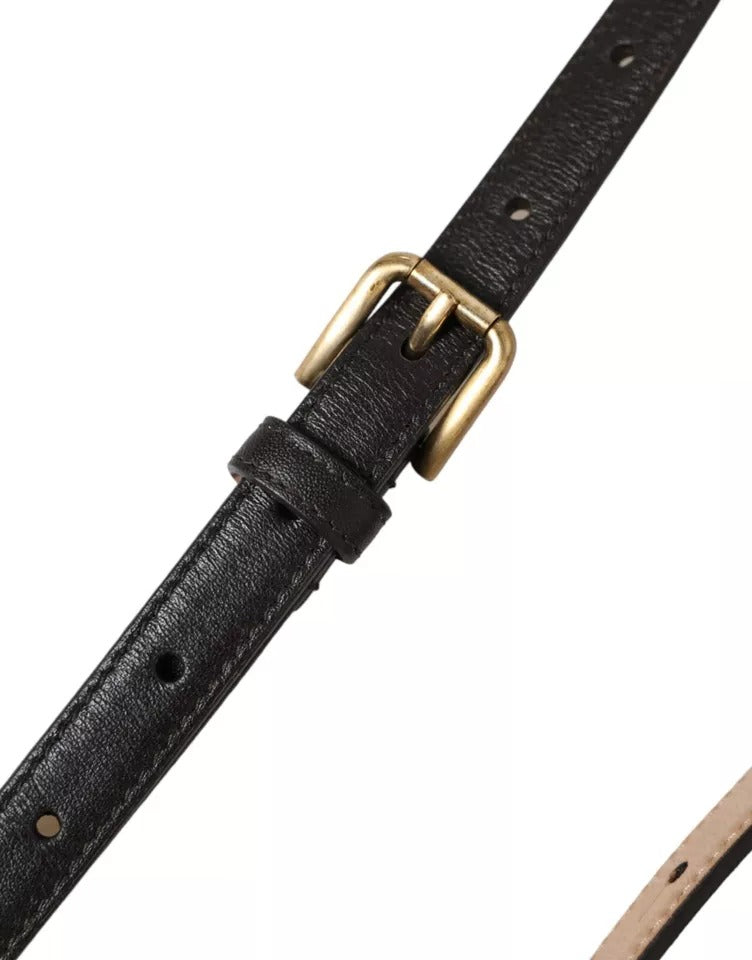 Dolce & Gabbana Dark Brown Leather Gold Metal Buckle Women Belt - KALAJ