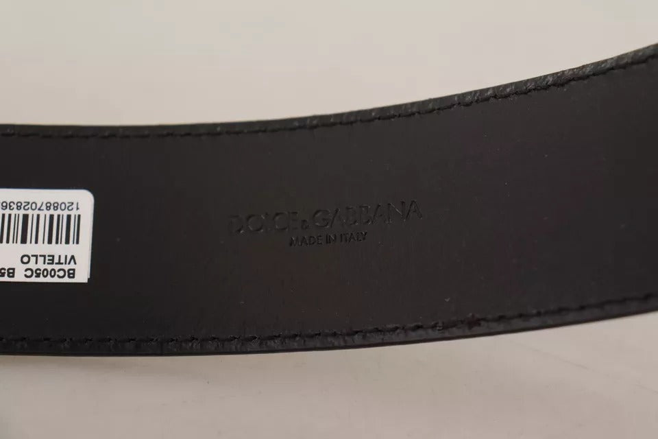 Dolce & Gabbana Dark Brown Leather Logo Engraved Metal Buckle Belt