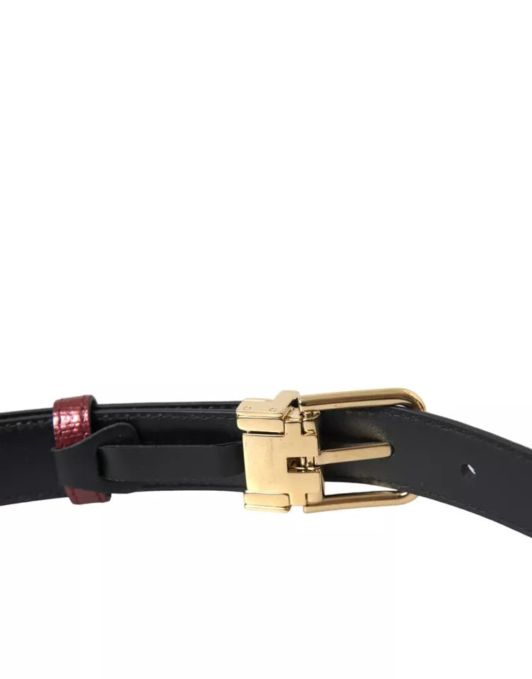 Dolce & Gabbana Maroon Leather Gold Metal Buckle Men Belt