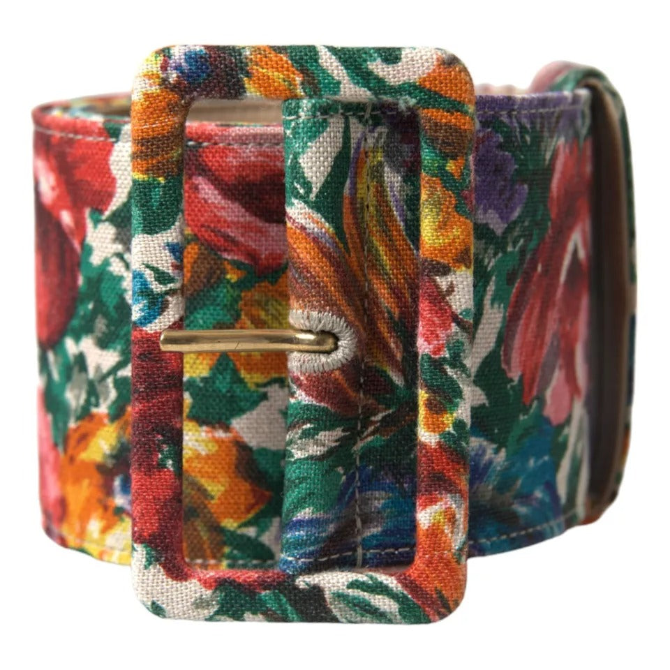 Dolce & Gabbana Multicolor Carretto Fabric Wide Waist Belt - KALAJ