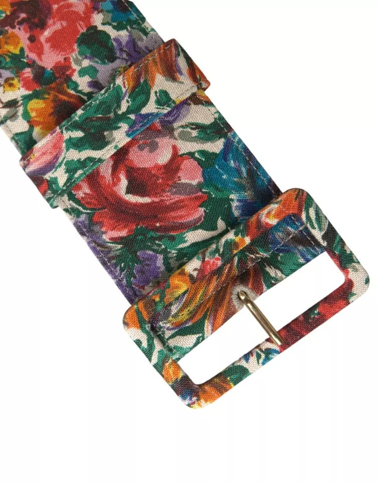 Dolce & Gabbana Multicolor Carretto Fabric Wide Waist Belt - KALAJ