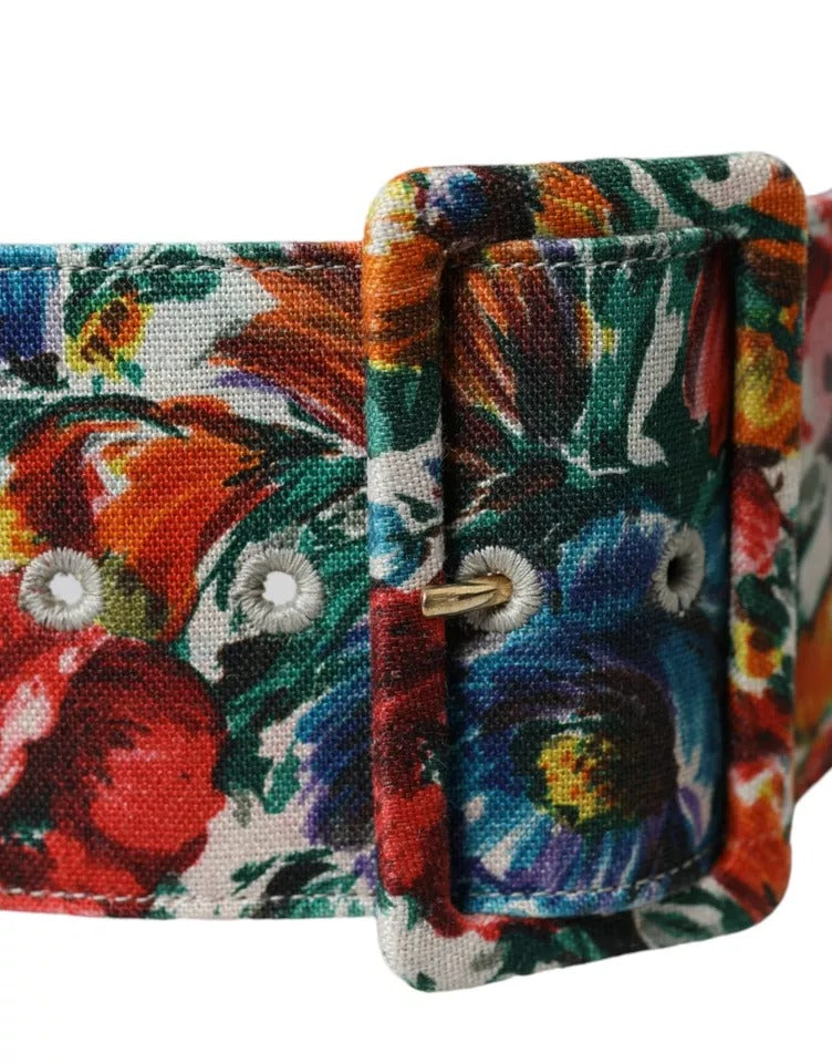 Dolce & Gabbana Multicolor Carretto Fabric Wide Waist Belt - KALAJ