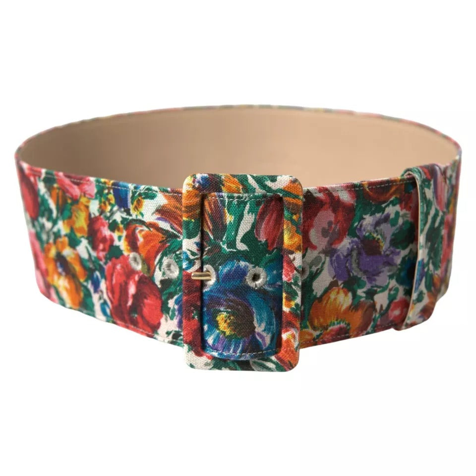 Dolce & Gabbana Multicolor Carretto Fabric Wide Waist Belt - KALAJ