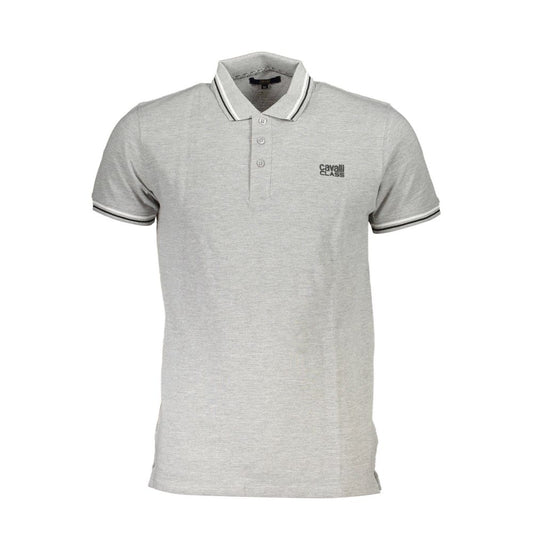 Cavalli Class Gray Cotton Polo Shirt