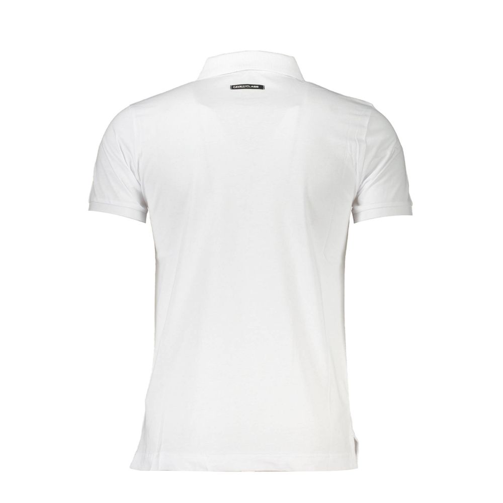 Cavalli Class White Cotton Men Polo Shirt