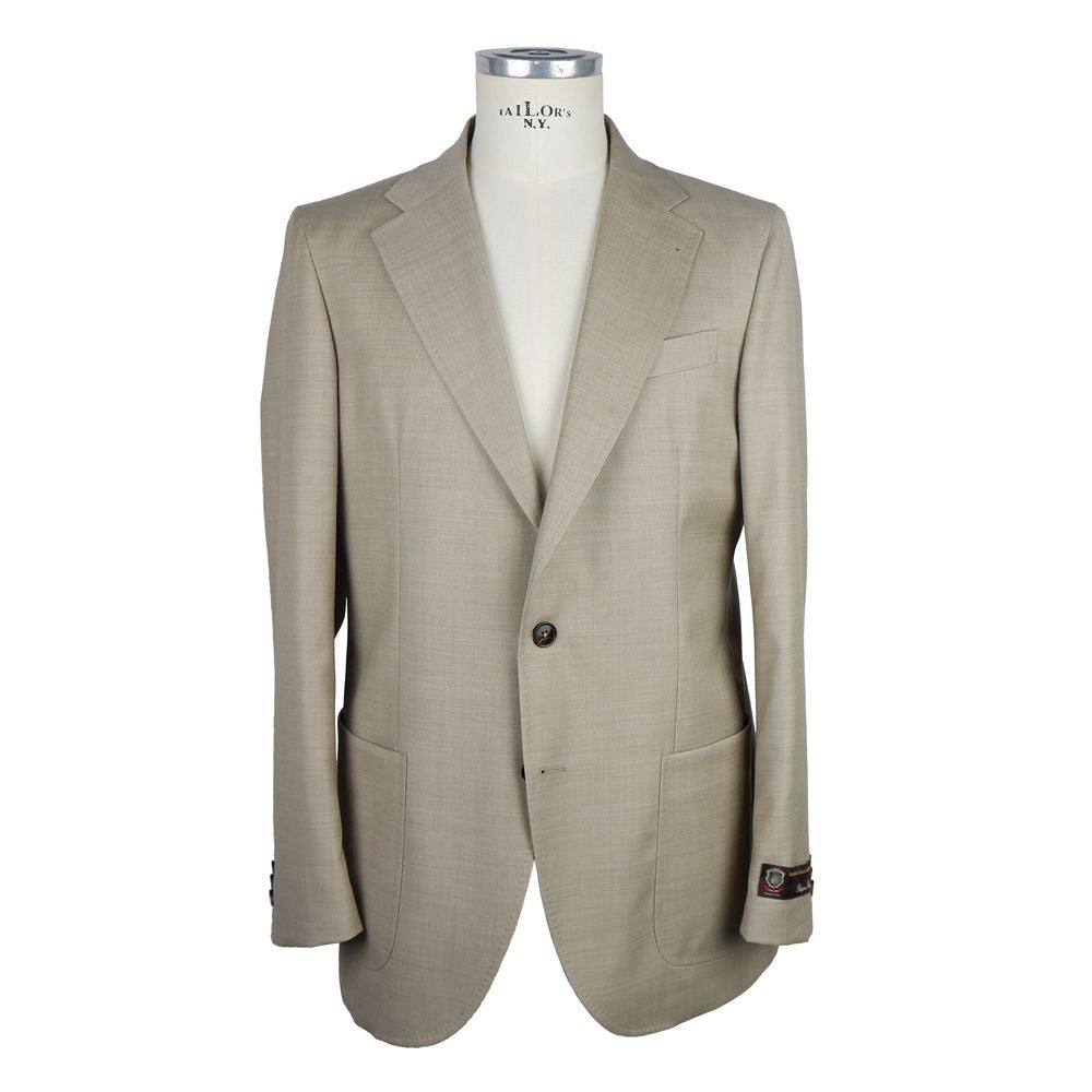 Emilio Romanelli Beige Wool Men Blazer