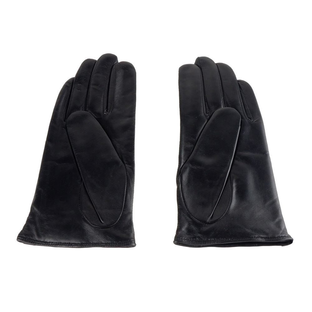 Cavalli Class Elegant Black and Blue Lambskin Gloves - KALAJ