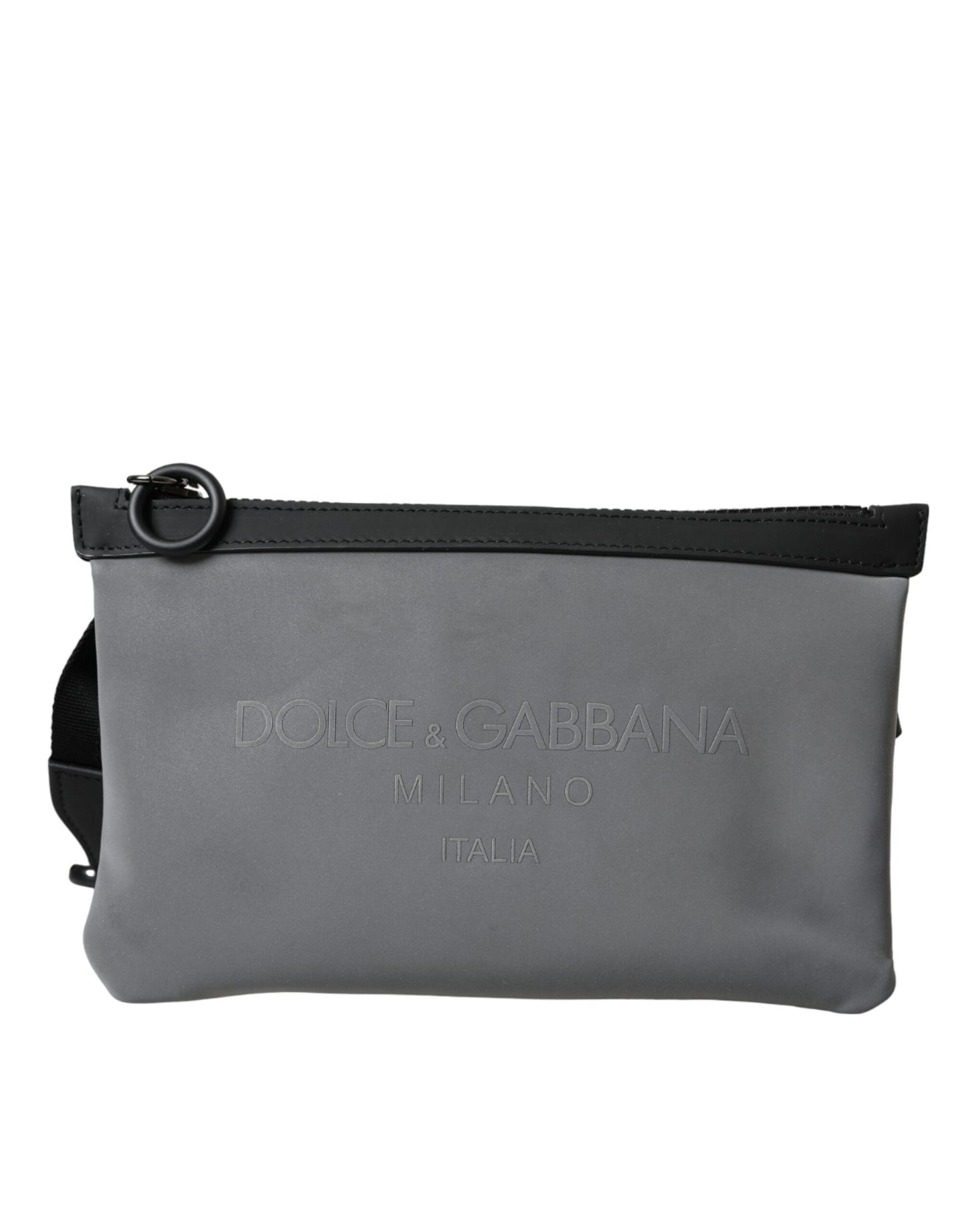 Dolce & Gabbana Gray Neoprene Logo Zip Waist Fanny Pack Belt Pouch Bag