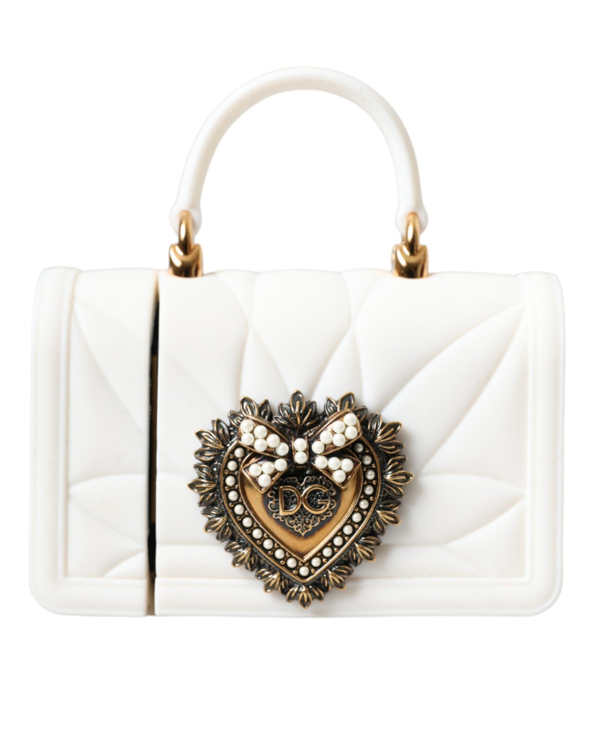 Dolce & Gabbana White Silicone Devotion Heart Cover Hand Bag Airpod Case - KALAJ