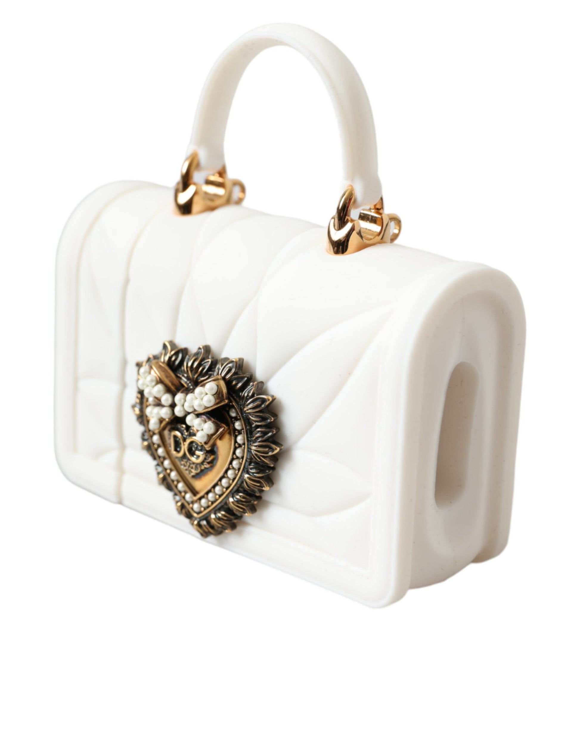 Dolce & Gabbana White Silicone Devotion Heart Cover Hand Bag Airpod Case - KALAJ